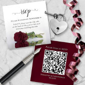 Carte D'accompagnement Mariage élégant Rose Bourgogne RSVP QR Code