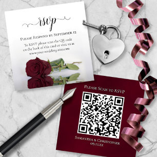 Carte D'accompagnement Mariage élégant Rose Bourgogne RSVP QR Code