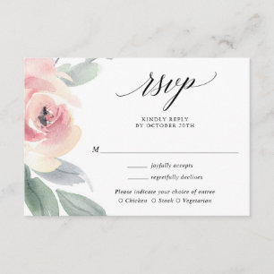 Carte D'accompagnement Mariage élégant rose rose pâle et rose RSVP