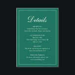 Carte D'accompagnement Mariage élégant traditionnel traditionnel émeraude<br><div class="desc">Carte d'enceinte mariage vert émeraude de style traditionnel avec un design simple avec "Details" dans une élégante calligraphie à l'intérieur d'une mince bordure. Le modèle vous permet de partager des informations importantes sur votre journée spéciale. Ce design classique est parfait pour un mariage formel.</div>
