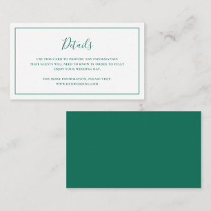 Carte D'accompagnement Mariage élégant traditionnel vert émeraude