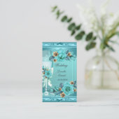 Carte D'accompagnement Mariage élégant Turquoise Bleu Beige Rose Fleurs (Debout devant)