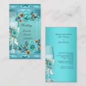 Carte D'accompagnement Mariage élégant Turquoise Bleu Beige Rose Fleurs (Devant / Derrière)