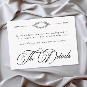 Carte D'accompagnement Mariage élégant vintage baroque noir et blanc