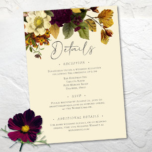 Carte D'accompagnement Mariage Élégant Vintage Floral Ivoire