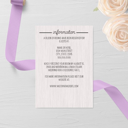 Carte D'accompagnement Mariage en bois blanc rustique
