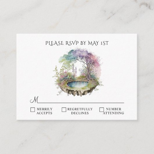 Carte D'accompagnement Mariage en bois enchanté RSVP (Devant)