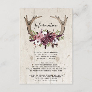 Carte D'accompagnement Mariage en bois Floral Bohème Rustique et bois de