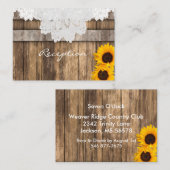 Carte D'accompagnement Mariage en bois rustique et dentelle - Réception (Devant / Derrière)