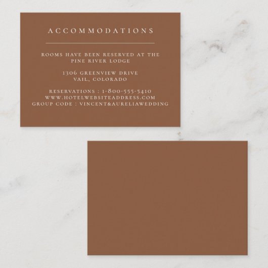 Carte D'accompagnement Mariage en couleur solide et en couleur terreuse (Devant / Derrière)