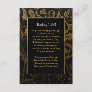 Carte D'accompagnement Mariage en Damas noir et or - Souhaitons la bienve