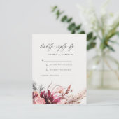 Carte D'accompagnement Mariage en herbe de Pampas Floral Bourgogne RSVP E (Debout devant)