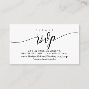 Carte D'accompagnement Mariage en ligne RSVP, Calligraphie noire moderne