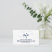 Carte D'accompagnement Mariage en ligne RSVP, Modern Navy Bleu Script (Debout devant)