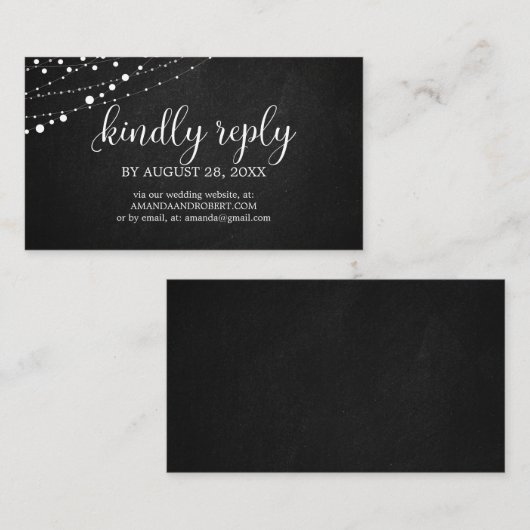 Carte D'accompagnement Mariage en ligne RSVP Rustic Rustic Chalkboard (Devant / Derrière)
