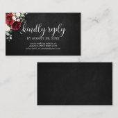 Carte D'accompagnement Mariage en ligne RSVP Rustique Bourgogne Floral En (Devant / Derrière)