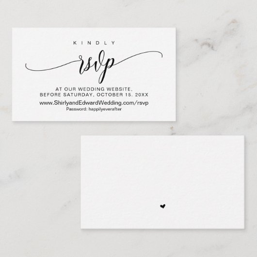 Carte D'accompagnement Mariage en ligne RSVP, Script noir moderne (Devant / Derrière)