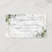 Carte D'accompagnement Mariage en marbre bleu Dusty Eucalyptus vert RSVP (Dos)