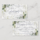 Carte D'accompagnement Mariage en marbre bleu Dusty Eucalyptus vert RSVP (Devant / Derrière)