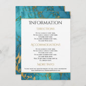 Carte D'accompagnement Mariage en marbre bleu or Détails (Devant / Derrière)