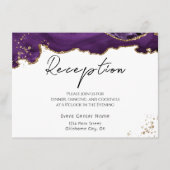 Carte D'accompagnement Mariage en Pierre d'agate Pailletée Or Violet (Devant)