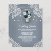 Carte D'accompagnement Mariage en pot Mason de dentelle blanche de pays b (Devant / Derrière)