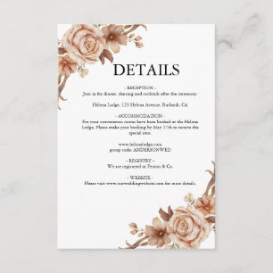 Carte D'accompagnement Mariage en terre cuite florale bohème