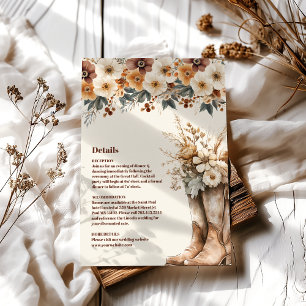 Carte D'accompagnement Mariage en terre cuite florale Boots de l'Ouest