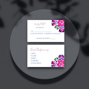 Carte D'accompagnement Mariage en tuiles de Talavera mexicain rose bleu R