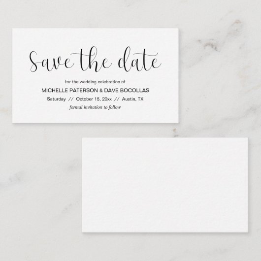 Carte D'accompagnement Mariage Enregistrer la date Conception minimale, P (Devant / Derrière)