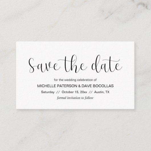 Carte D'accompagnement Mariage Enregistrer la date Conception minimale, P (Devant)