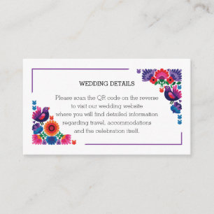 Carte D'accompagnement Mariage Ethnique Coloré Folk Oiseaux et Fleurs