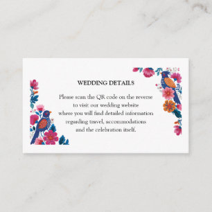 Carte D'accompagnement Mariage Ethnique Orné Oiseaux et Fleurs