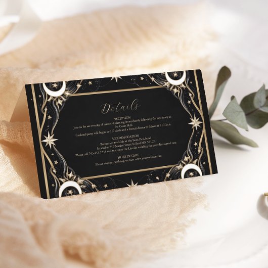 Carte D'accompagnement Mariage étoilé céleste vintage