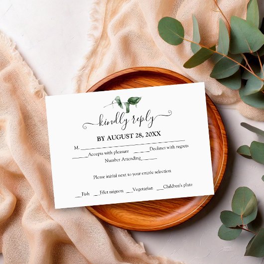 Carte D'accompagnement Mariage Eucalyptus simple et chic RSVP