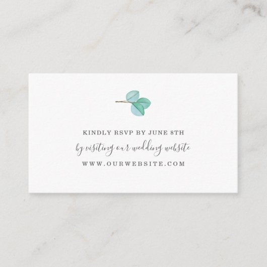 Carte D'accompagnement Mariage Eucalyptus vert monogramme RSVP en ligne (Devant)