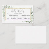 Carte D'accompagnement Mariage Eucalyptus vert RSVP (Devant / Derrière)