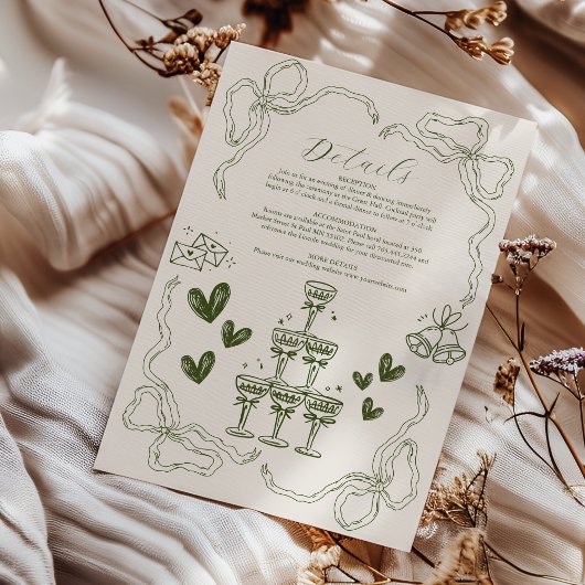 Carte D'accompagnement Mariage Fantaisiste à l'Art Doodle Rétro