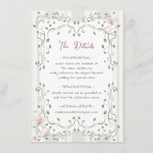 Carte D'accompagnement Mariage fantaisiste de verdure de sauge (Devant)