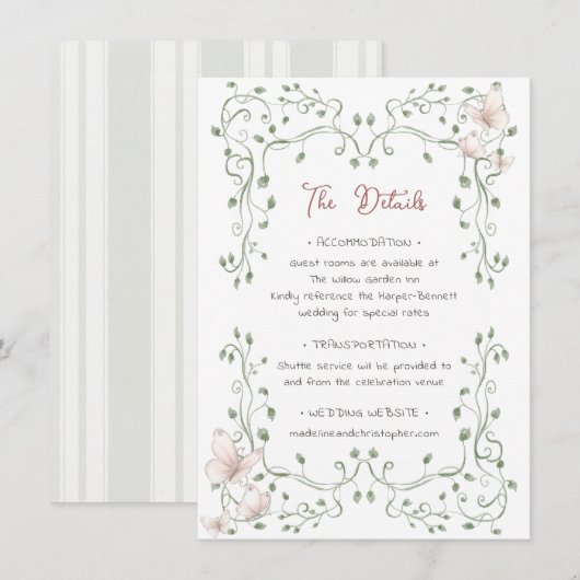 Carte D'accompagnement Mariage Fantaisiste de Verdure de Sauge (Devant / Derrière)