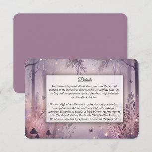 Carte D'accompagnement Mariage féerique en forêt avec des lumières éthéré