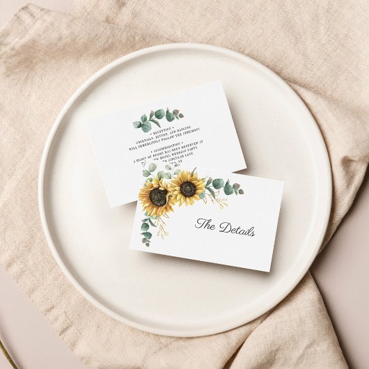 Carte D'accompagnement Mariage Feuille de Sunflower Eucalyptus