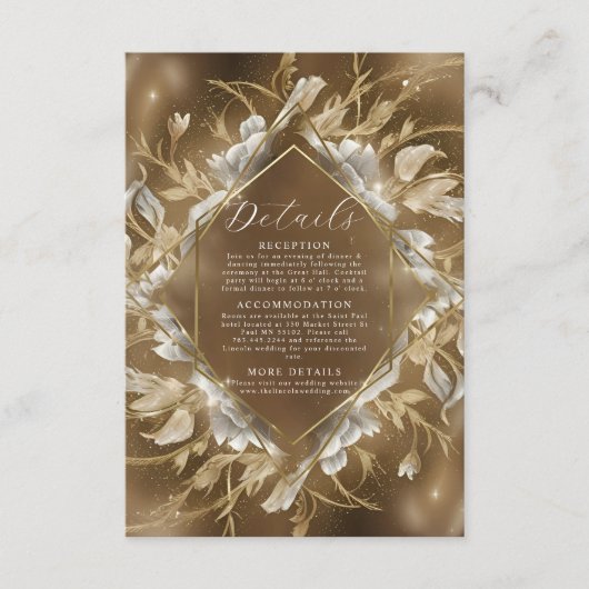 Carte D'accompagnement Mariage flamboyant à thème doré (Devant)