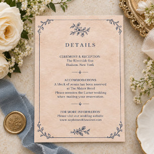 Carte D'accompagnement Mariage Fleur de Champ Esquisse Héritage Vintage
