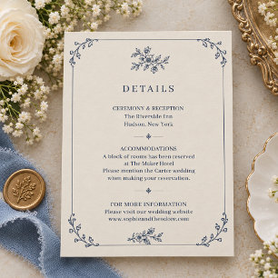 Carte D'accompagnement Mariage Fleur de Champ Esquisse Héritage Vintage