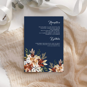 Carte D'accompagnement Mariage Fleur de Terracotta Bleu Nuit