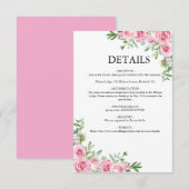 Carte D'accompagnement Mariage Fleur Rose Blush (Devant / Derrière)