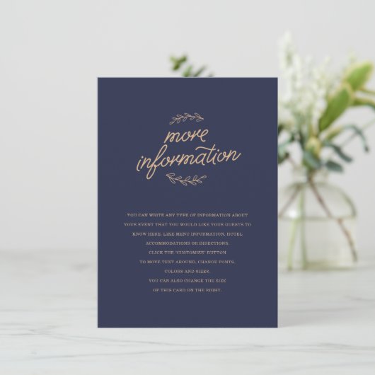 Carte D'accompagnement Mariage fleur sauvage (Debout devant)