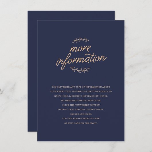 Carte D'accompagnement Mariage fleur sauvage (Devant / Derrière)