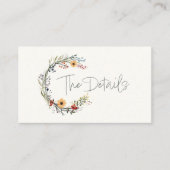 Carte D'accompagnement mariage fleur sauvage a écrit les détails (Devant)